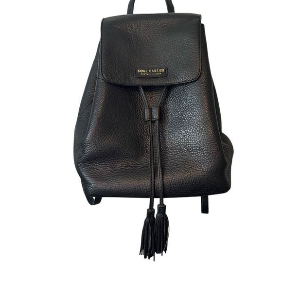 Soul Carrier Black Thick Leather Luxury Designer Backpack Purse Bag - Picture 1 of 12
